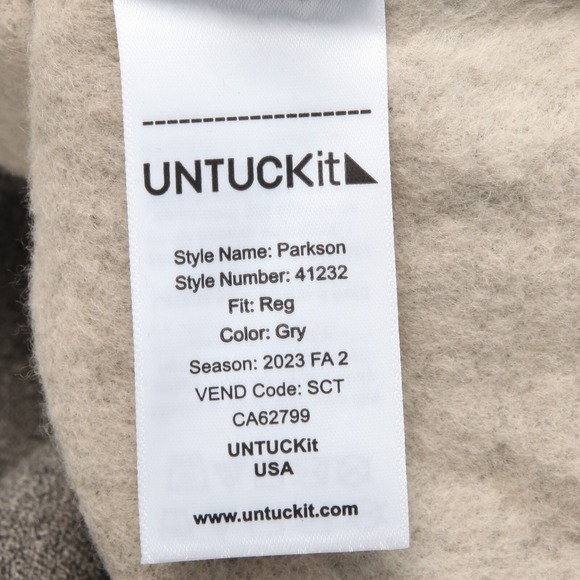 UNTUCKit Sweater Men Large Gray Green Trim Snaps Mock Neck Parkson - Picture 5 of 11